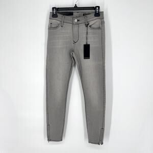 Black Orchid NEW Gray Skinny Jeans Sz 27 SAMPLE Faded Ankle Zipper Stretch